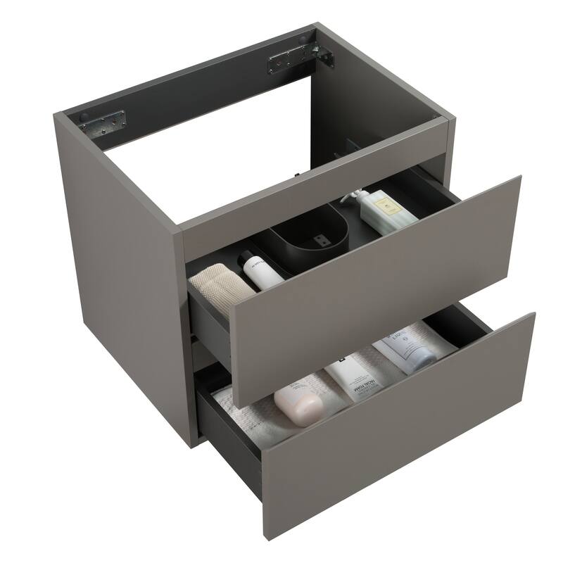 GDFStudio - Alice Wall-Mounted Bathroom Vanity with Modern Double Drawer and Soft-Close Functionality