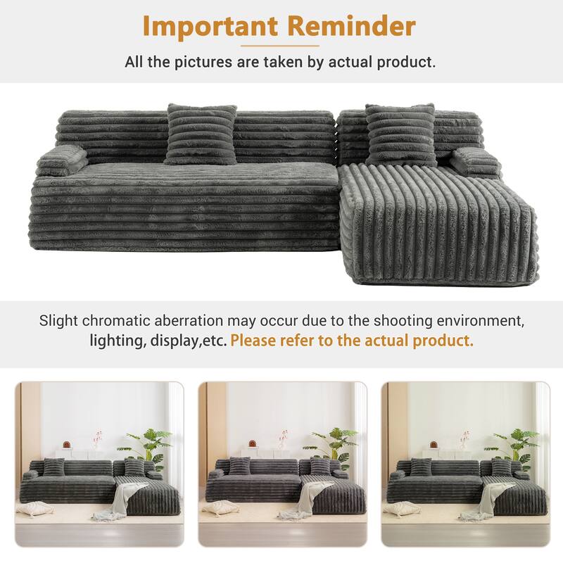 Modern Modular Cloud Sectional Sofa Free-Combined Couch with 2 Throw Pillows for Living Room