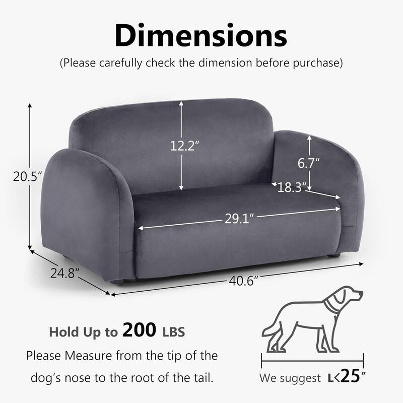 MCombo 29 inches Dog Couch, Rounded Corner Design Dog Sofa with Anti-Slip Feet for Small Medium Dogs