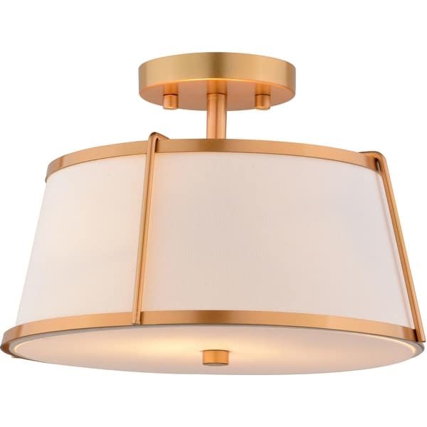 slide 2 of 11, Vaxcel Lighting C0328 Marion 2 Light 13" Wide Semi-Flush Drum Ceiling Mystic Gold