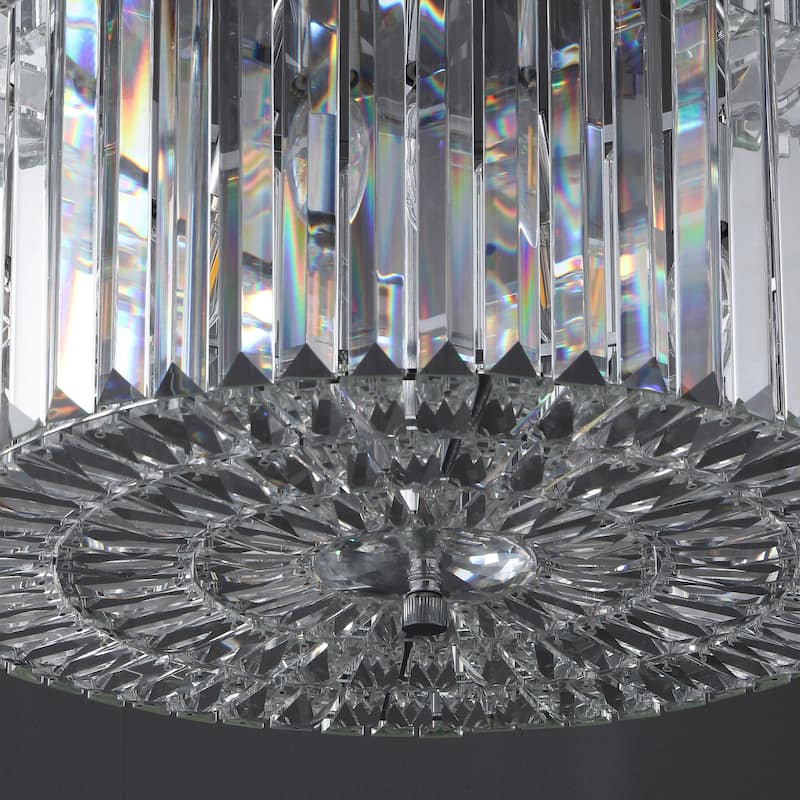 SAFAVIEH Couture Florie 79" Crystal 2-Tier Chandelier - 26" W x 26" D x 79" H - Chrome/Clear