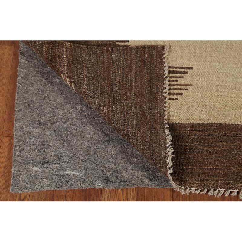 Reversible Nomadic Kilim Persian Area Rug Hand-Knotted Wool Carpet - 5'5"x 7'11"