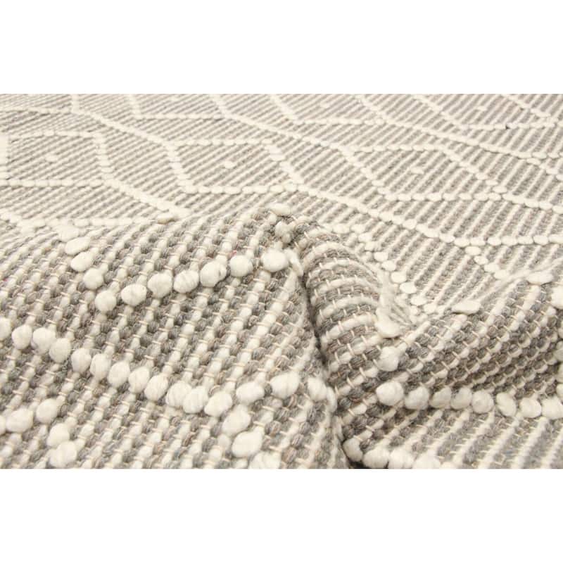 ECARPETGALLERY Braid weave Sienna Grey Wool Rug - 5'1 x 8'1