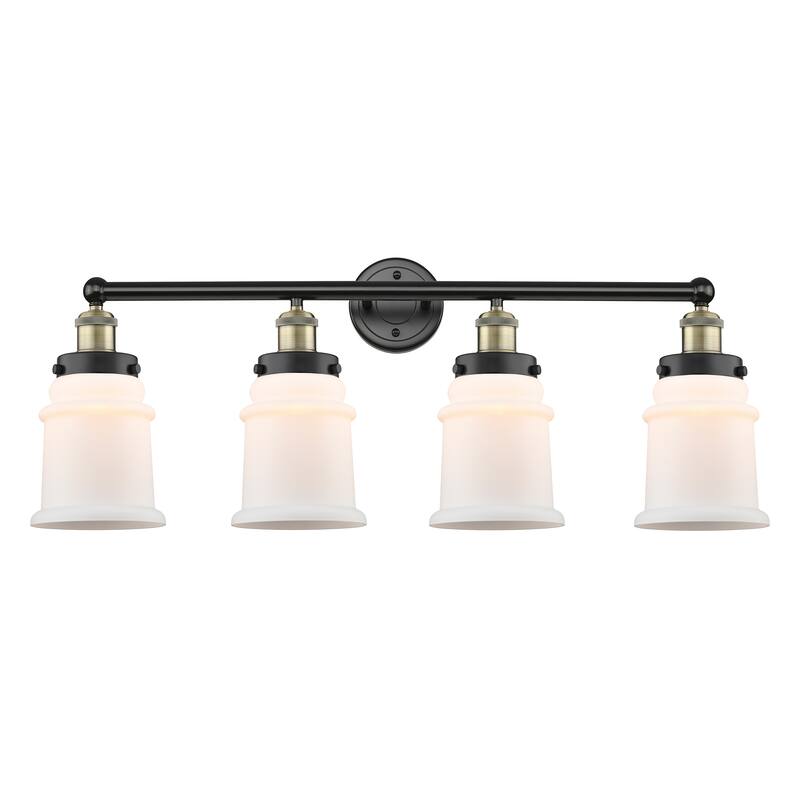 Innovations Lighting Canton - 4 Light 33" Bath Vanity Light - Black Antique Brass/Matte White