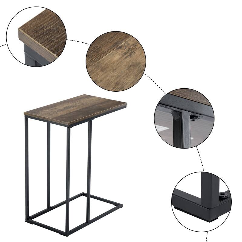 C Type Single Layer MDF Iron Rectangle Side Table