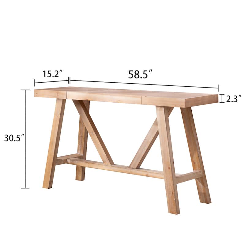 58.5" Farmhouse A- frame Wood Console Table, Spacious Surface