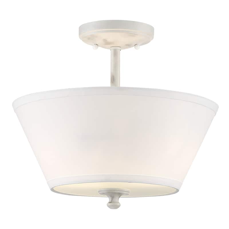 Newport Collection - 2 Light - Semi-Flush - 13.5"W - 12.25"H - Coastal Weathered White Finish