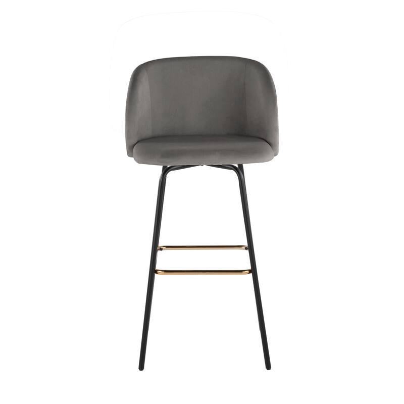 Silver Orchid Harding 30" Fixed-Height Swivel Bar Stool with Metal Legs (Set of 2)