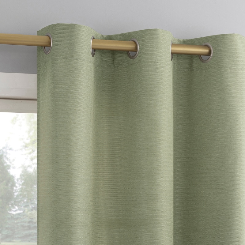 No. 918 Landon Textured Semi-Sheer Grommet 1-Piece Curtain Panel, Single Panel - 40" x 84" - Sage Green