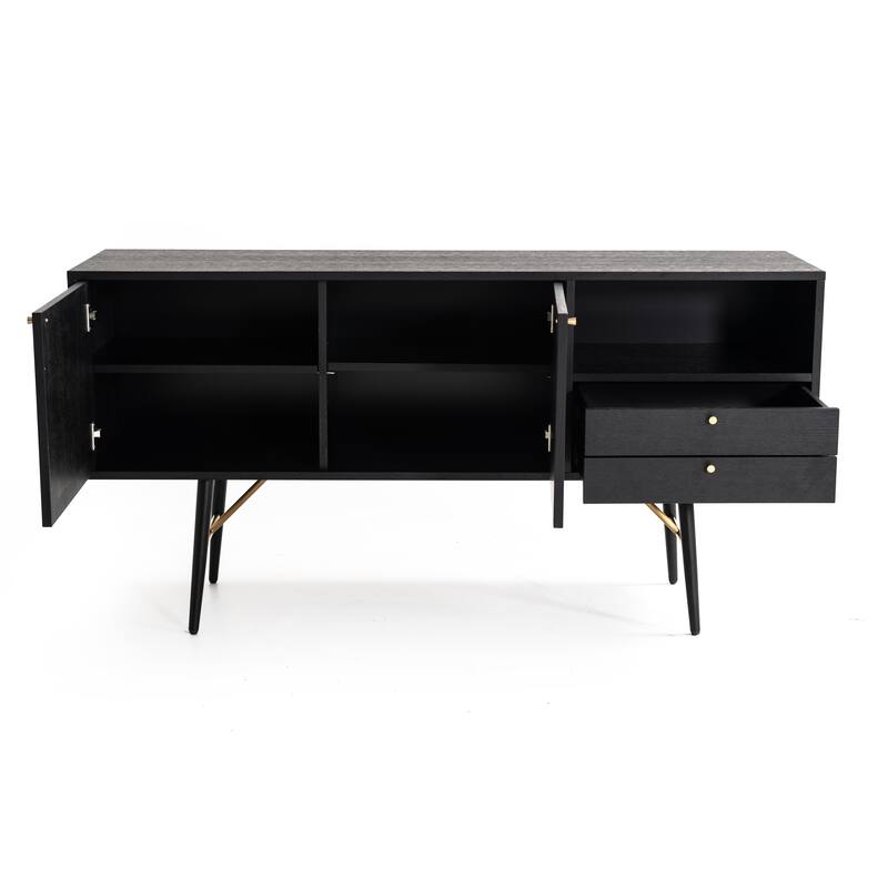 Modrest Billy Modern Black Oak & Gold Buffet