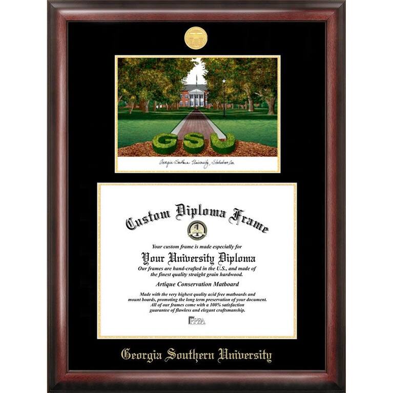 Georgia Southern 15w x 12h Gold Embossed Diploma Frame with Campus Images Lithograph