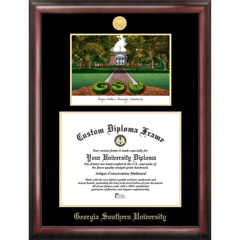 Georgia Southern 15w x 12h Gold Embossed Diploma Frame with Campus Images Lithograph