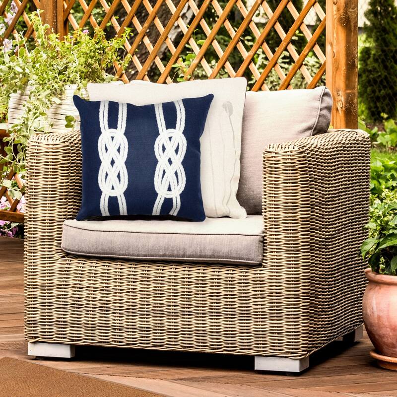 Liora Manne Visions II Double Knot Indoor/Outdoor Pillow Navy 20" Square
