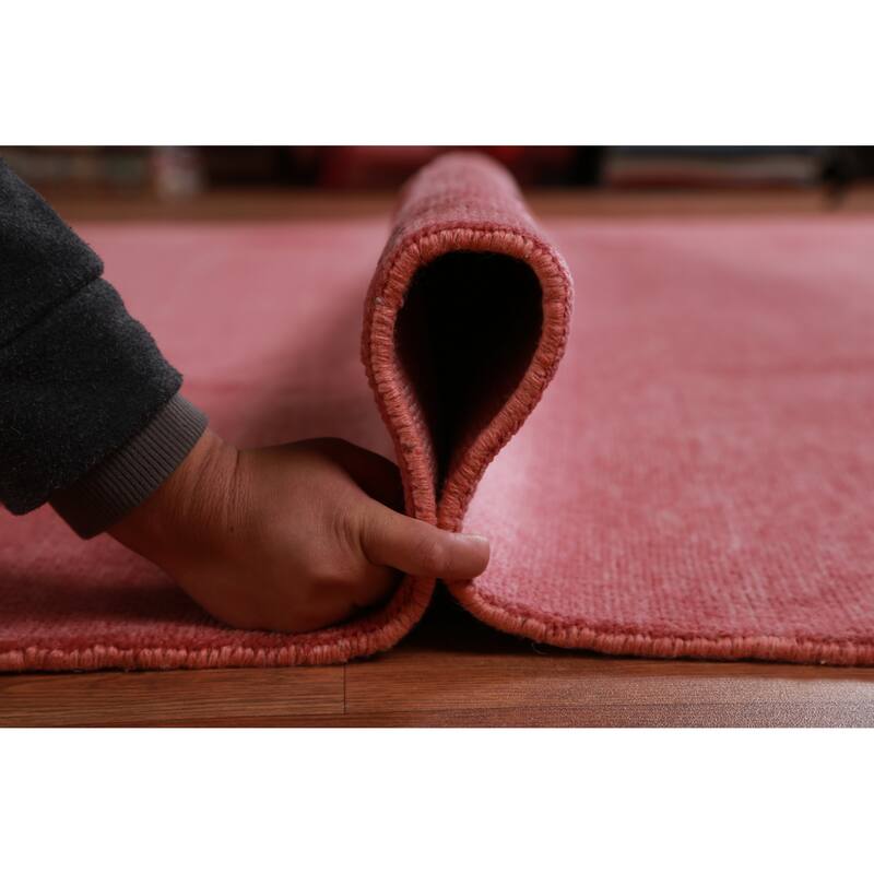 Hand Knotted Oriental 100% Wool Carpet Modern Solid Coral Gabbeh Area Rug - 12' 8'' X 9' 2''