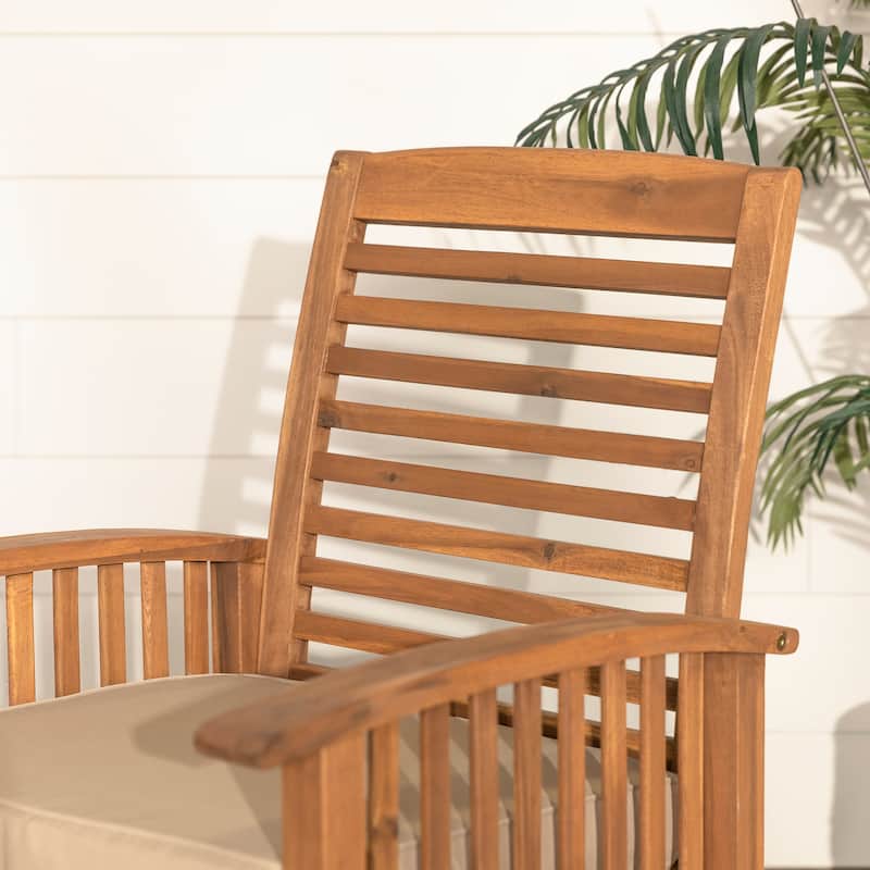 Walker Edison Surfside Acacia Wood Outdoor Chairs (Set of 2)