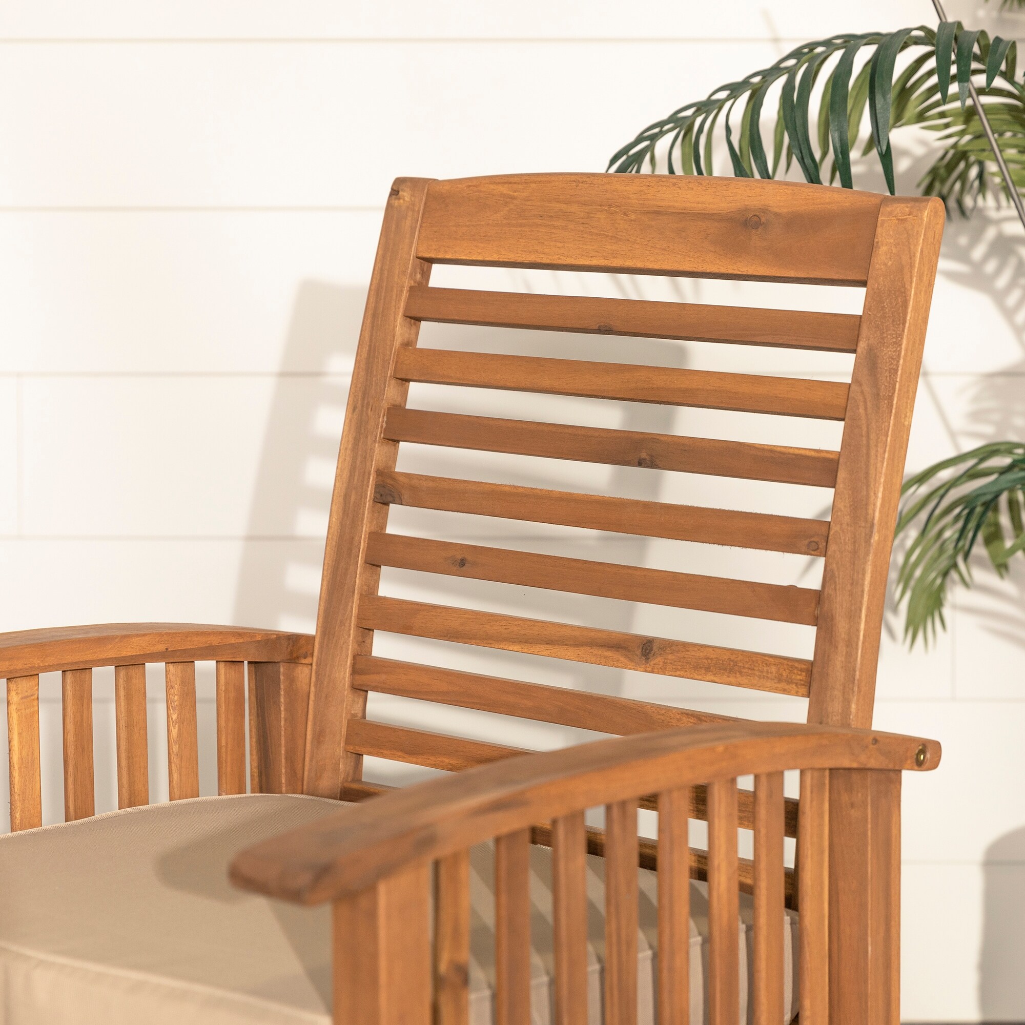 Walker Edison Surfside Acacia Wood Outdoor Chairs (Set of 2) - On
