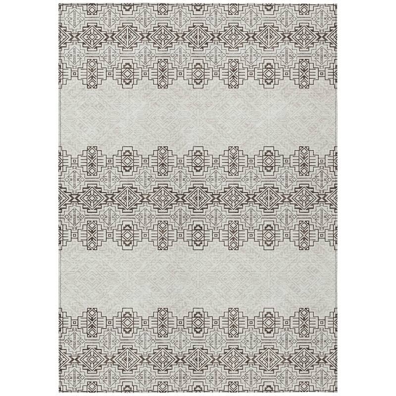 Machine Washable Indoor/ Outdoor Moroccan Boho Chantille Rug