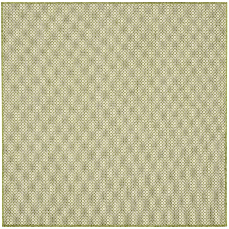 Nourison Courtyard Indoor/Outdoor Modern Geometric Area Rug - 5' x Square - Ivory/Green