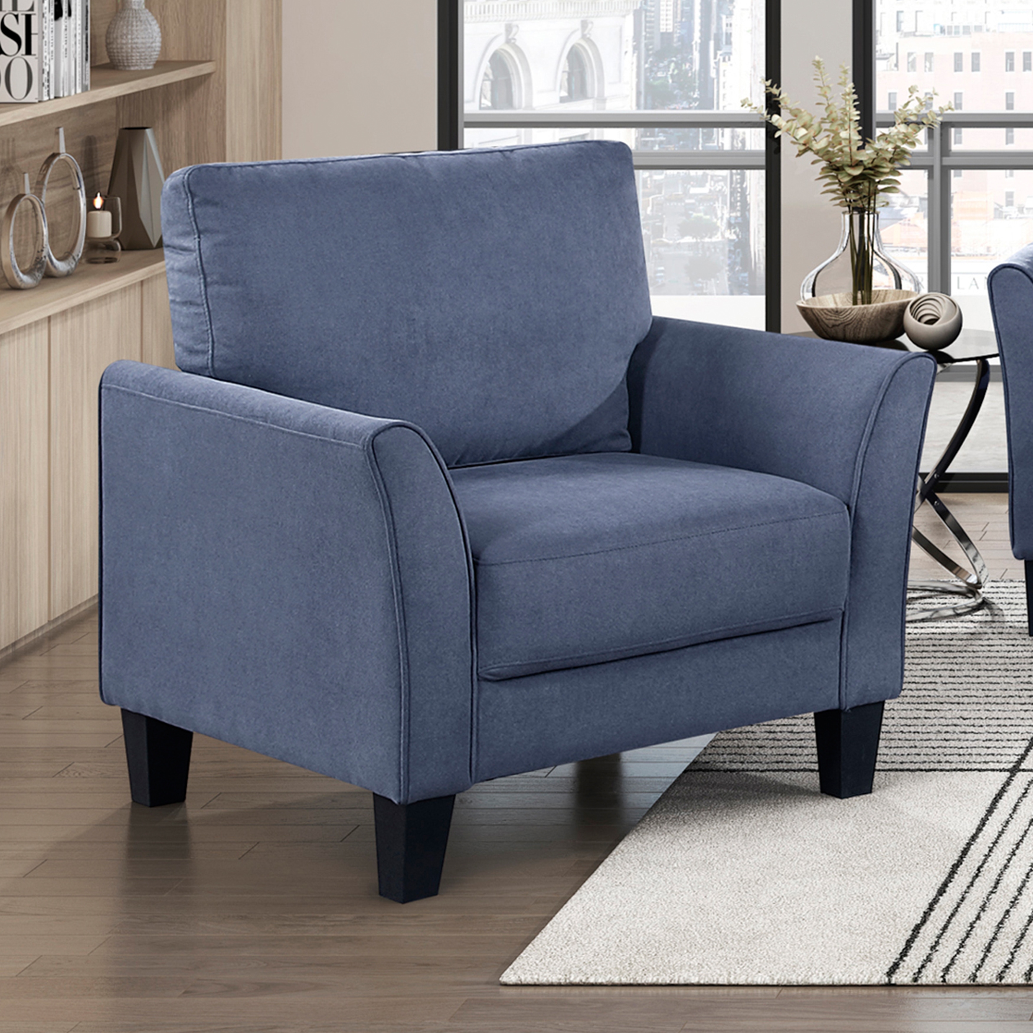 Fremont & Park Felix 34" Textured Fabric Living Room Chair - Wood Finish Exposed Feet