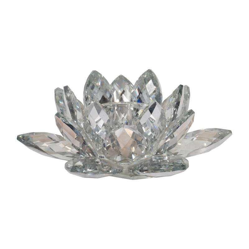 Iridescent Glass Crystal Lotus Votive Candle Holder