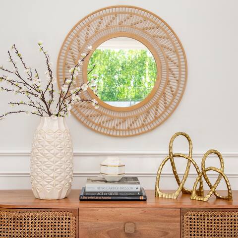 Bamboo 36"d Wall Mirror, Natural 36"H - 36.0" x 1.0" x 36.0"