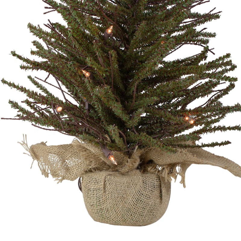 2.5' Warsaw Two-Tone Twig Artificial Christmas Tree - Clear Lights - 2.5 Foot