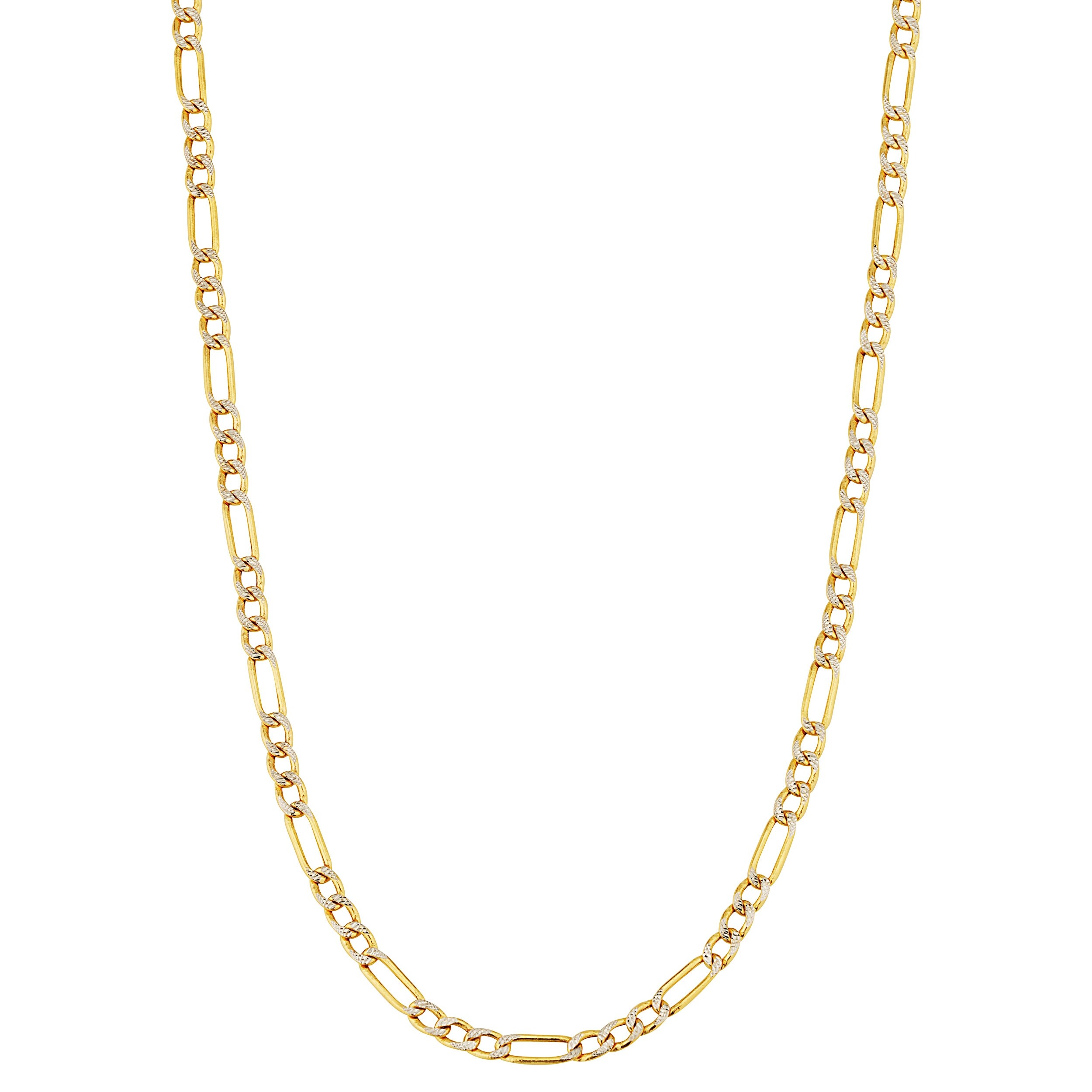 Fremada 10k Yellow Gold 2.25mm Figaro Pavé Semi-Solid Necklace