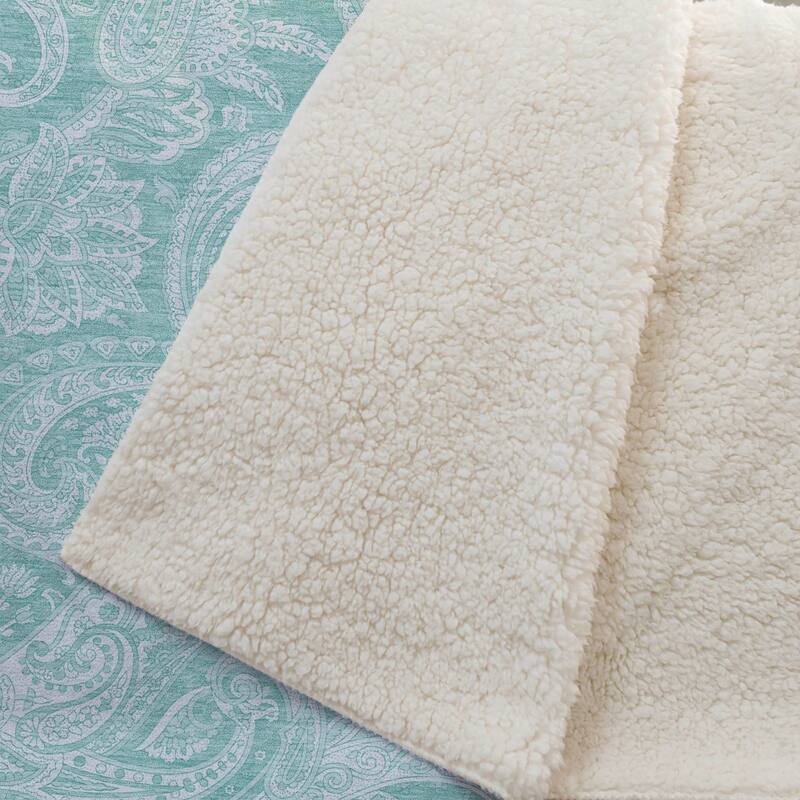 Premium Machine Washable Paisley Sherpa Throw Blanket