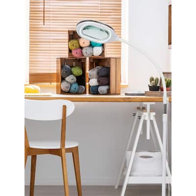Brightech Lightview Pro 3-in-1 51 in. White Industrial Dimmable LED Floor Lamp with Interchangable Table Clamp Base