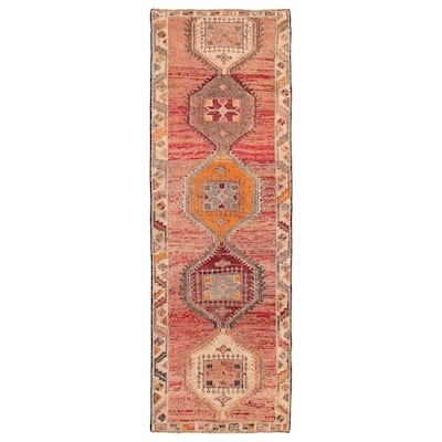 ECARPETGALLERY Hand-knotted Melis Vintage Red Wool Rug - 4'3 x 12'11