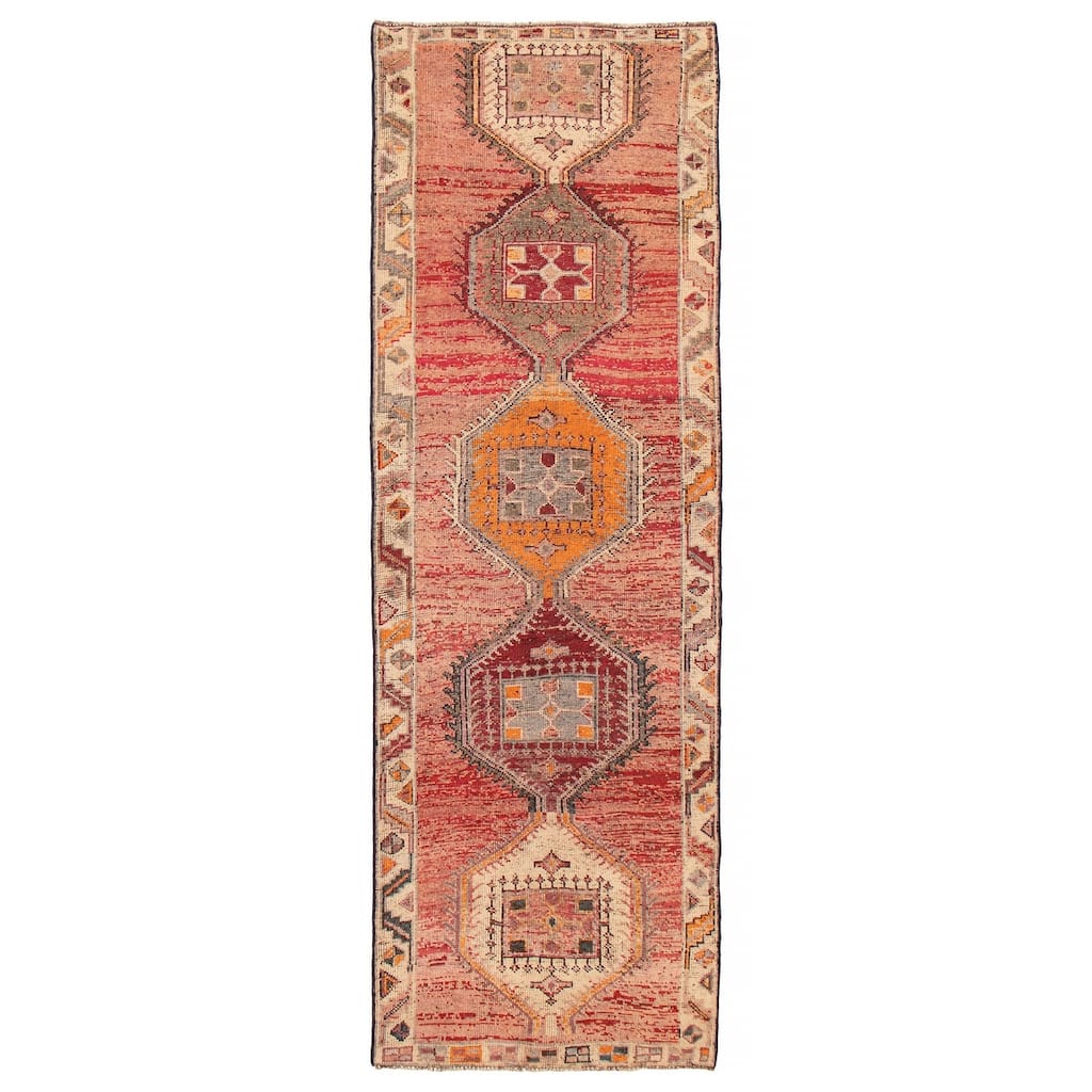 ECARPETGALLERY Hand-knotted Melis Vintage Red Wool Rug - 4'3 x 12'11