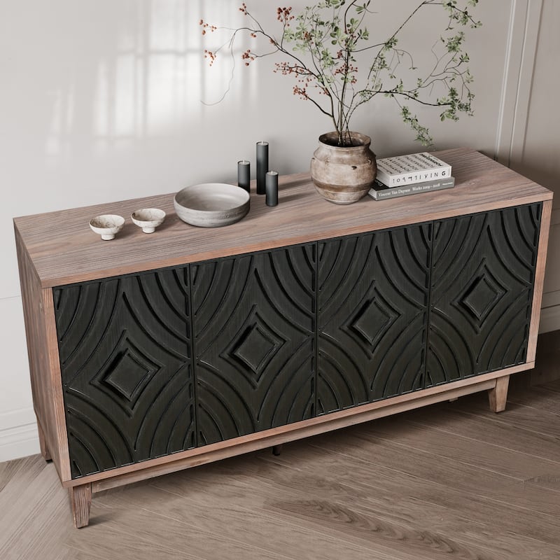 Modern Mid-Century Wooden Adjustable Divider Dining Cabinet