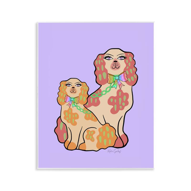 Stupell Funky Dogs on Purple Wall Plaque Art Design By Katie Conley - 11 x 14