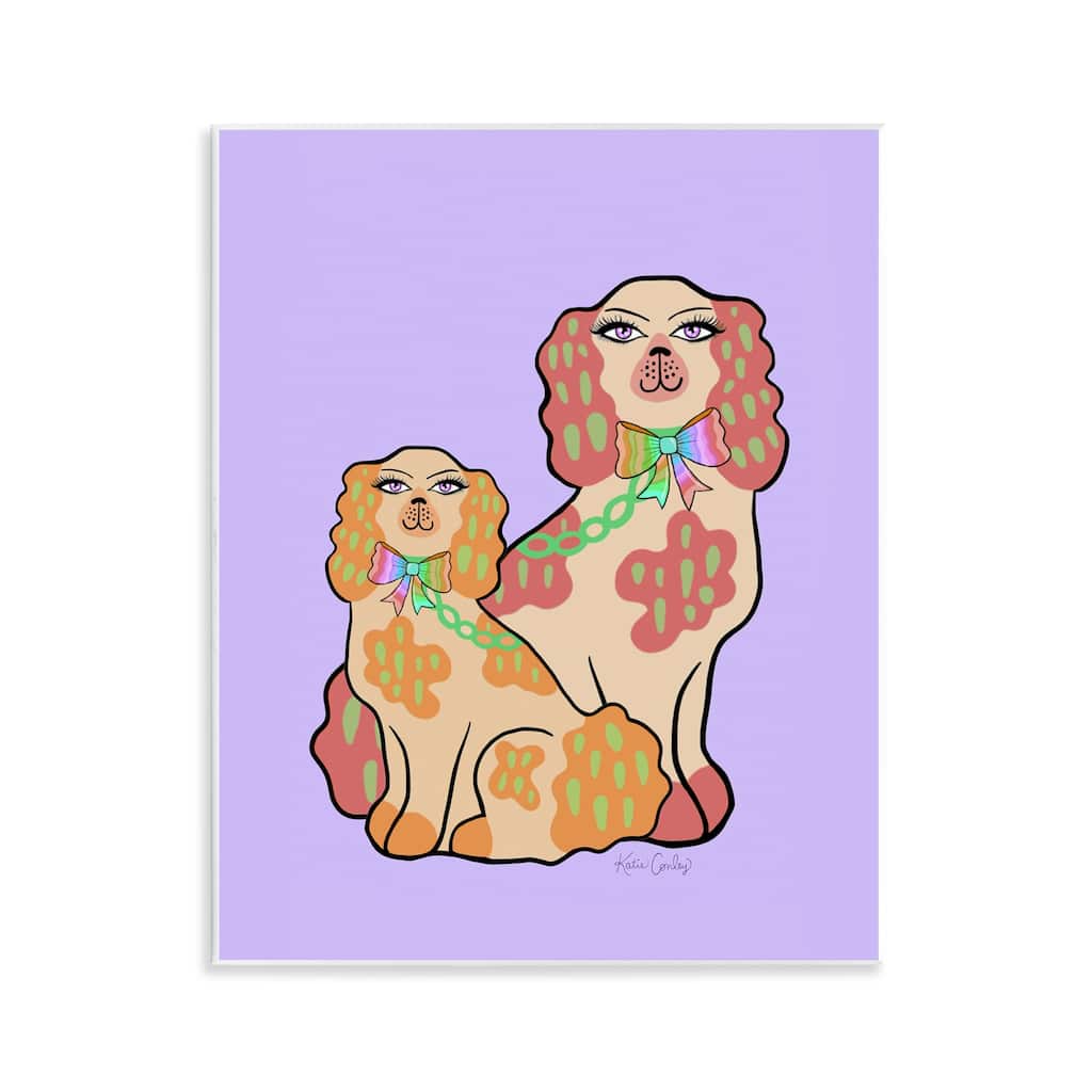Stupell Funky Dogs on Purple Wall Plaque Art Design By Katie Conley