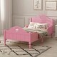 preview thumbnail 3 of 6, Light Pink Solid Wood Macaron Twin Toddler Platform Bed, Safety Rails, Kid-Friendly Height
