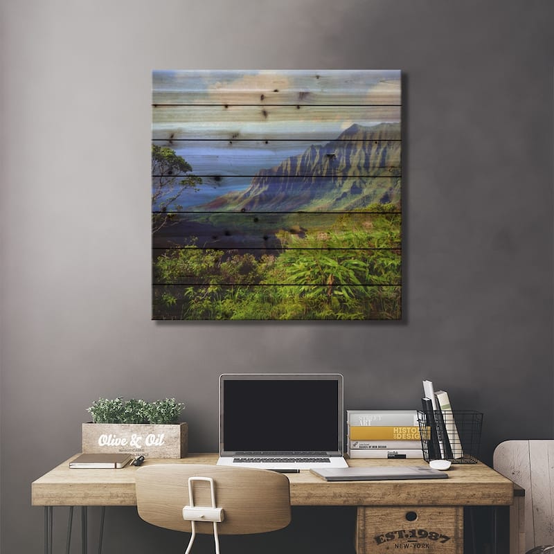 Overview Of The Kalalau Valley, Na Pali Coast State Park, Kaua'i, Hawai'i, USA Print On Wood by Christopher Talbot Frank