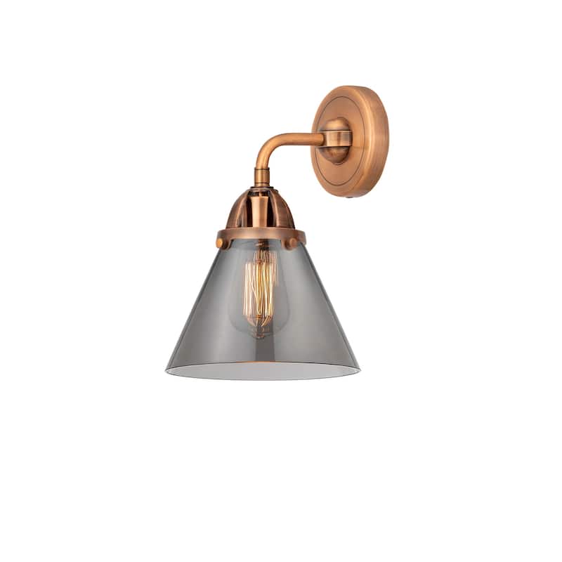 Innovations Lighting 288-1W-11-8 Cone Sconce Cone 11" Tall Wall Sconce - Antique Copper / Plated Smoke