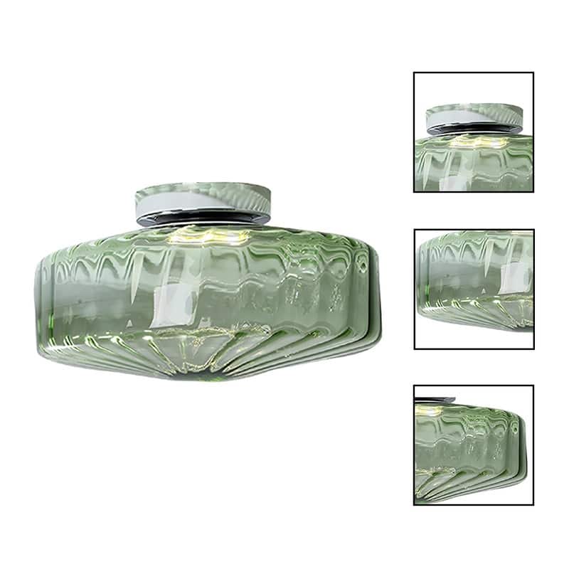 Farmhouse flush mount ceiling light green ceiling glass, metal light flush lamp - N/A
