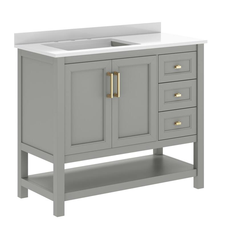 Bathroom Vanity with Sink, Open Storage, and Storage Drawers