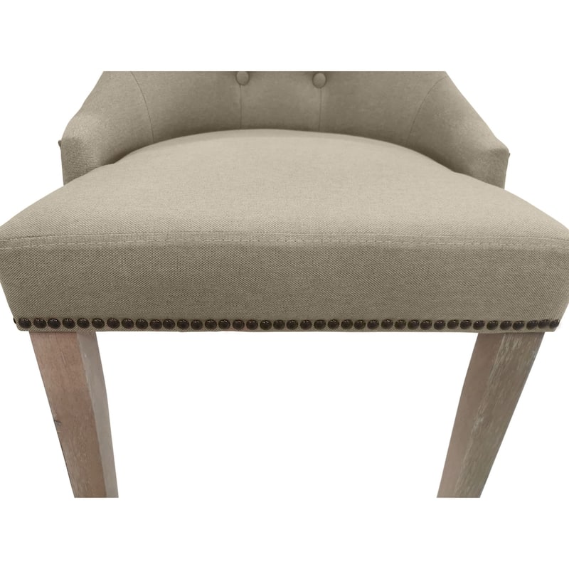 Tufted Back Armless Upholstered Dining Chair - 35" - Cream - Set of 2