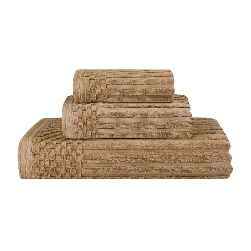 Superior Soho Ribbed Cotton 3-Piece Assorted Towel Set