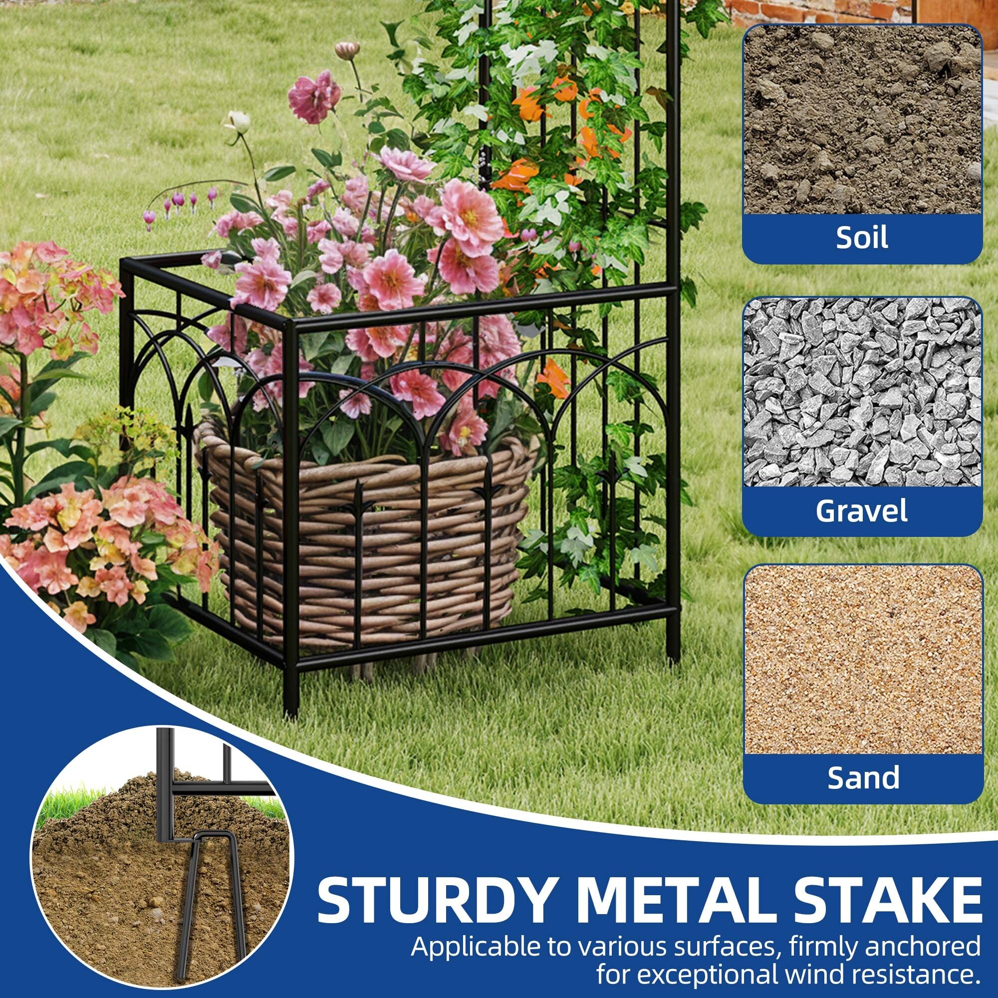 80.7'' H Metal Garden Arbor with Planter Boxes - Bed Bath & Beyond