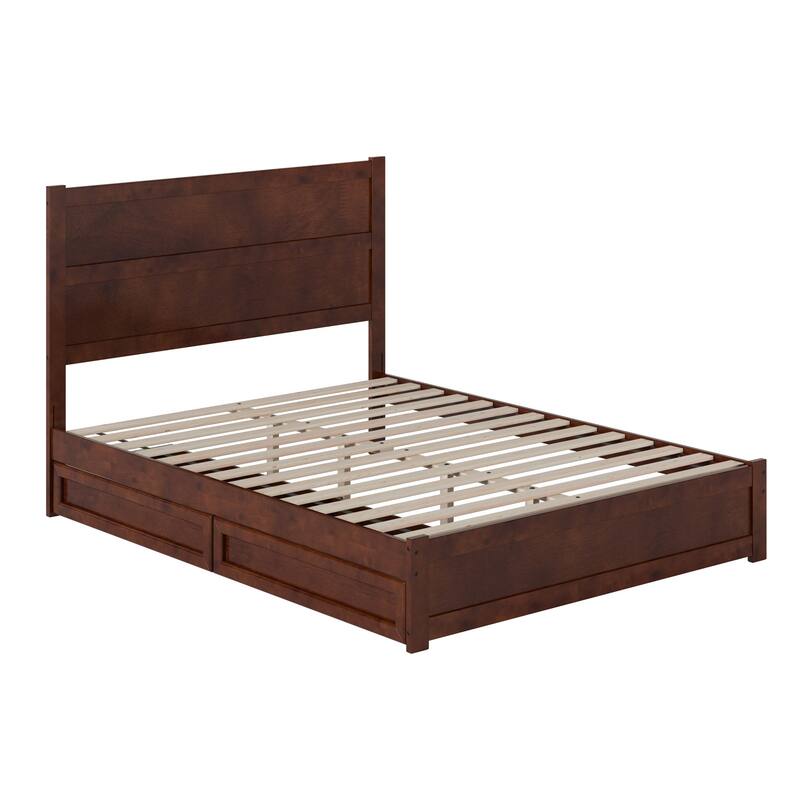 Aveline Wood Platform Bed with Matching Footboard & Storage Drawers