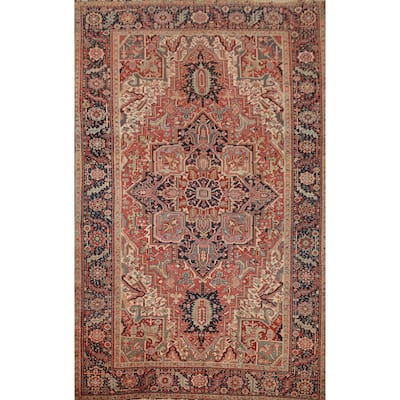 Hand Knotted Oriental 100% Wool Carpet Traditional Medallion Oranges & Rust Heriz (serapi) Area Rug - 12' 11'' X 8' 11''