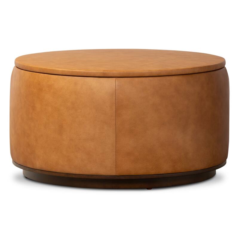 Poly & Bark Herve Storage Ottoman - Full Grain Genuine Italian Leather