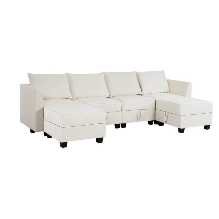 Modern DIY Collection - Convertible Modular Sectional Sofa - Linen Sofa Couch for Living Room Apartment Office