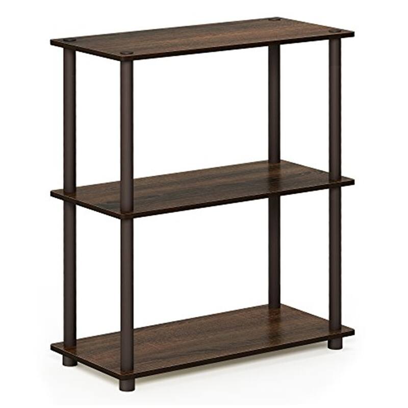 3 Tiers Wood Household Shelving Unit in Walnut/Brown (23.6 in. W x 29.5 in. H x 11.6 in. D) - 23.6