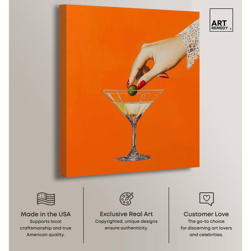 Orange Zest Martini Canvas by Art Remedy, Gallery Wrapped