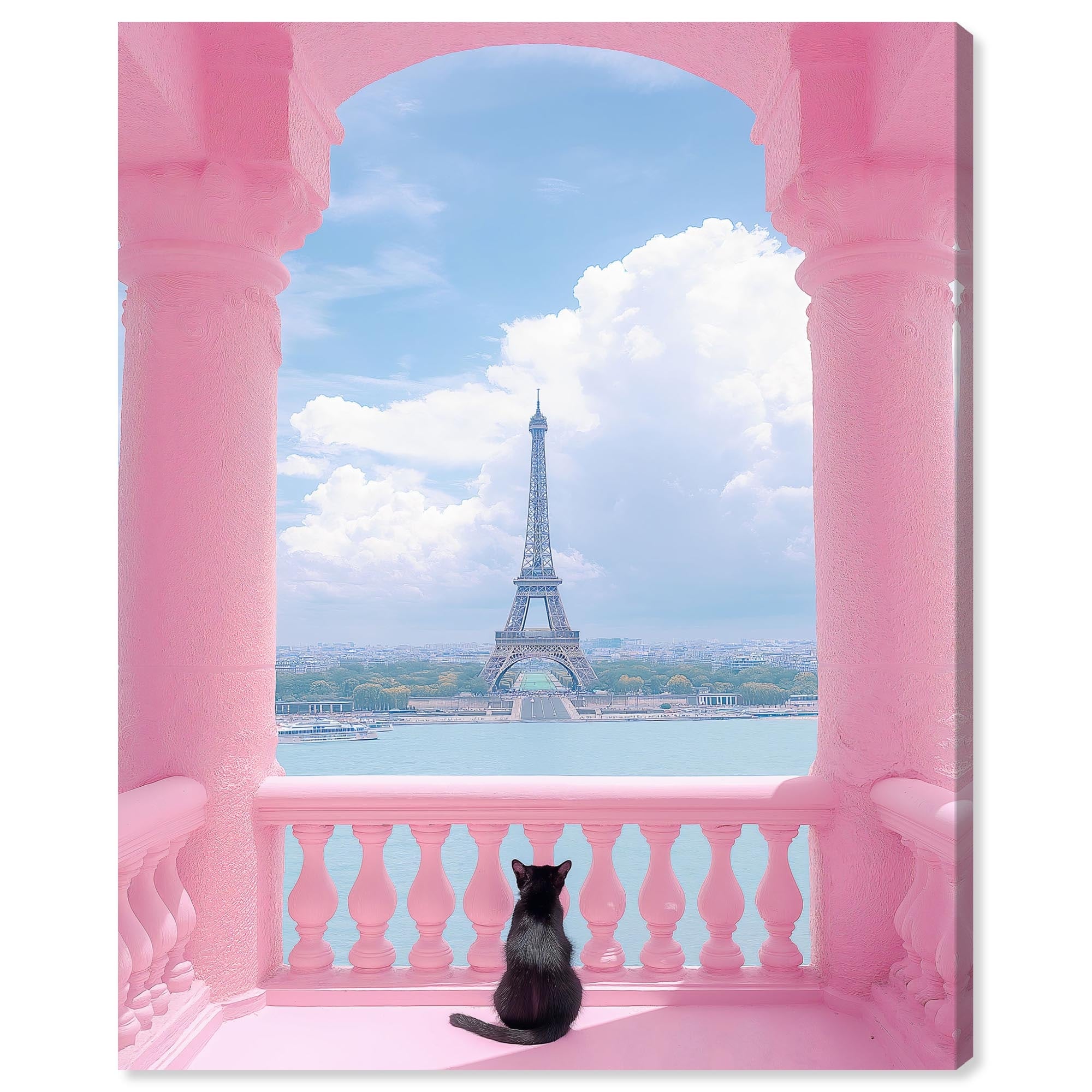 Cat From the Balcony Fashion Art Canvas Print by Art Remedy