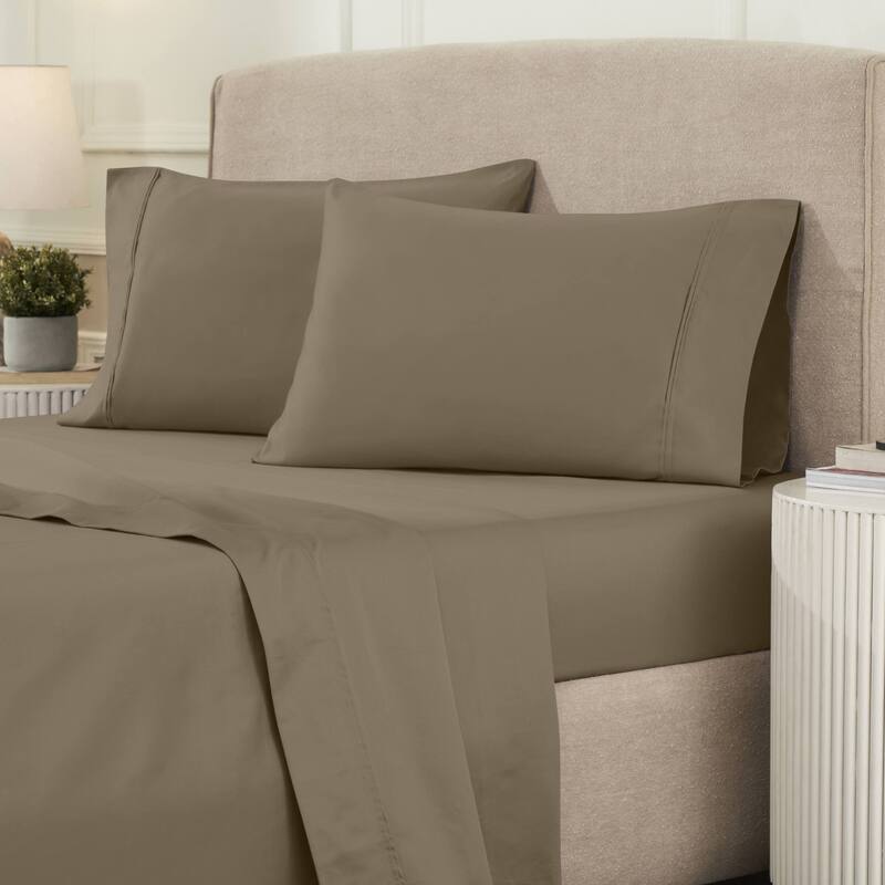 Superior Egyptian Cotton 1200 Thread Count Eco-Friendly Solid Sheet Set - King - Taupe